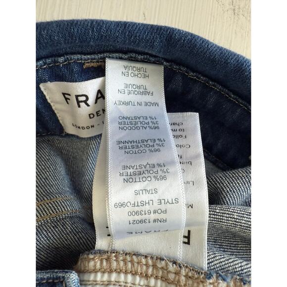 FRAME Le High Straight Fold Over Waist Stretch Ankle Cropped Denim Jeans Size 28 - Picture 11 of 14